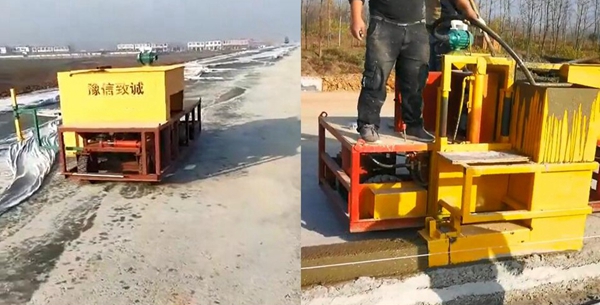 現澆路肩攤鋪機,路肩機施工現場